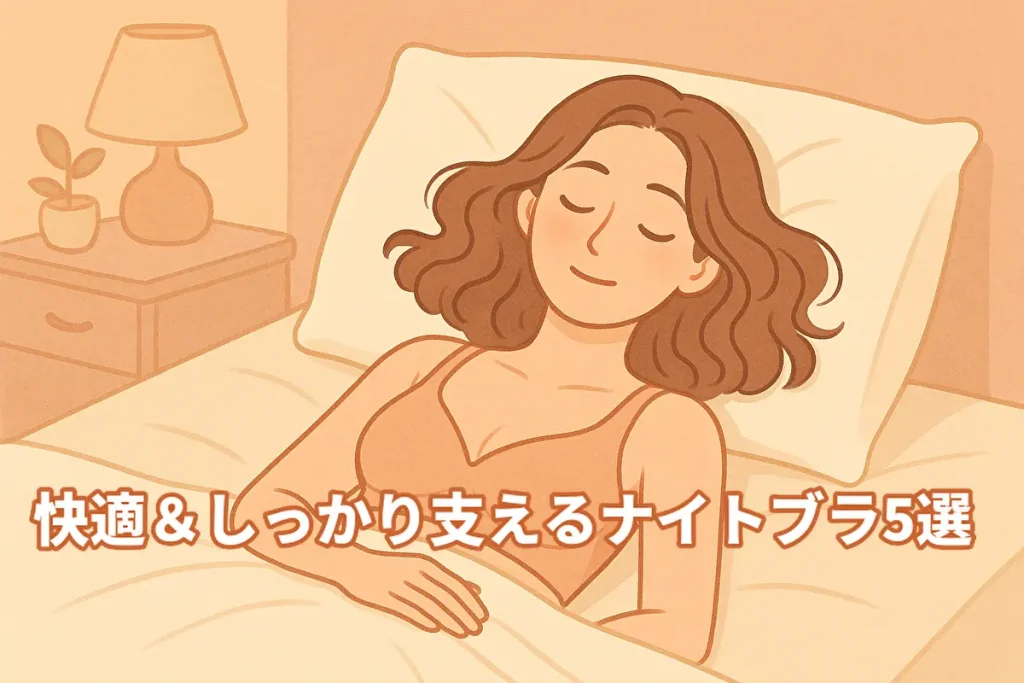 快適で締めつけ感のないナイトブラ5選を紹介するイラスト